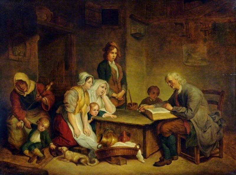 A Father Reading the Bible to his family